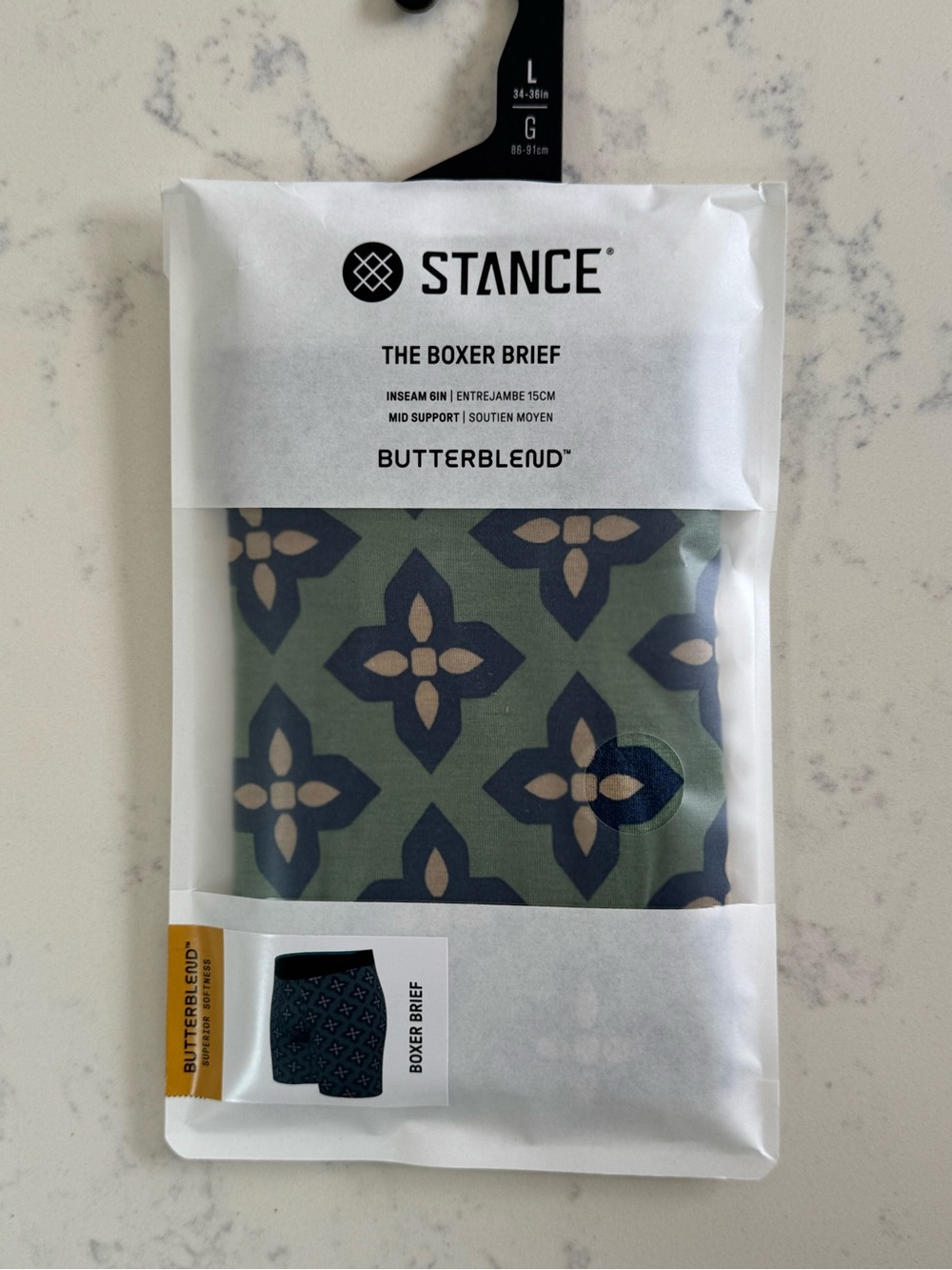 Stance Olive Green Boxer Briefs with Navy and Tan Pattern